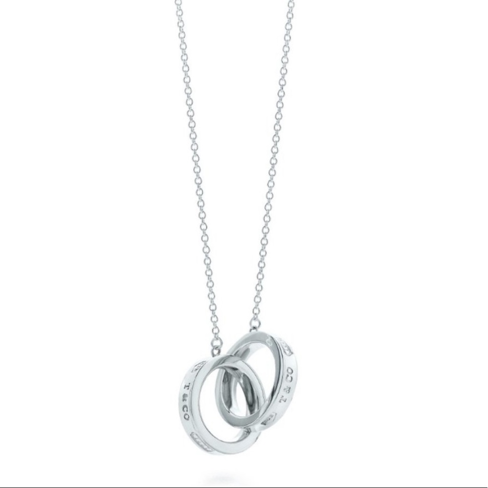 Tiffany & Co 1837 925 Sterling Silver Interlocking Circles Pendant Necklace 16"